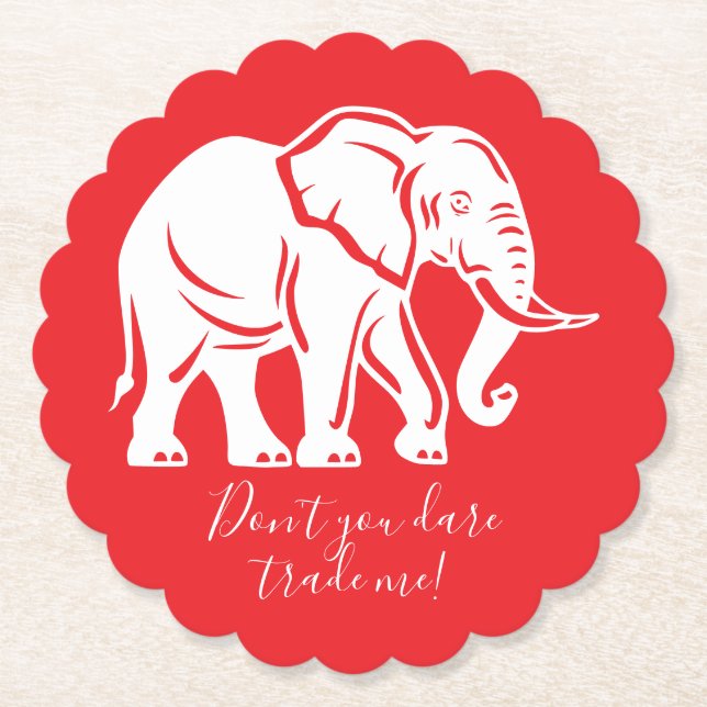 White Elephant Gag Gift Paper Coaster (Front)