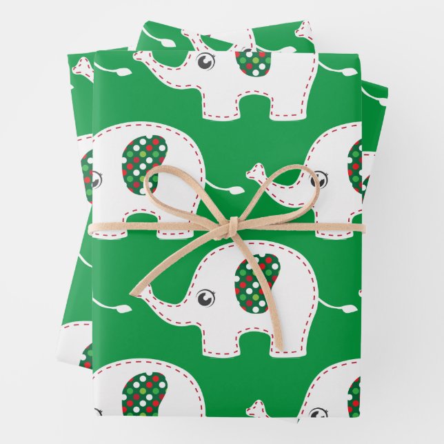 White elephant gift bag wrapping paper sheets (In situ)