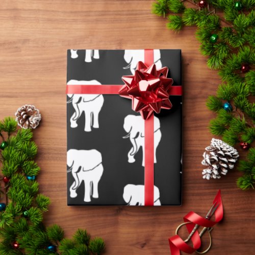 White Elephant Gift Exchange Christmas Game Black Wrapping Paper