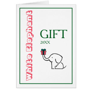 White Elephant Gift Exchange Christmas Party Cards