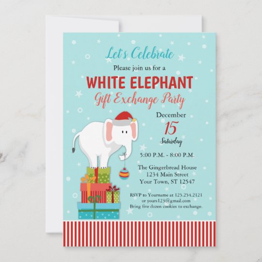 White Elephant Gift Exchange Christmas Party Invitation | Zazzle.com