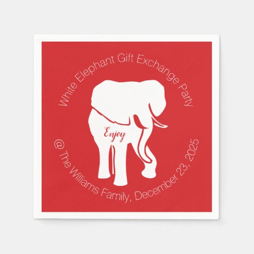 White Elephant Gift Exchange Christmas Party Napkins
