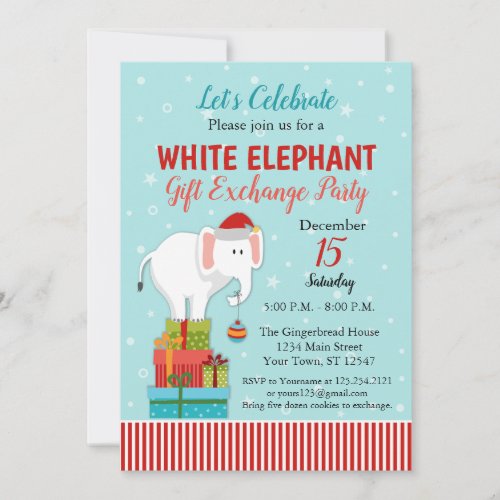 White Elephant Gift Exchange Holiday Invitation