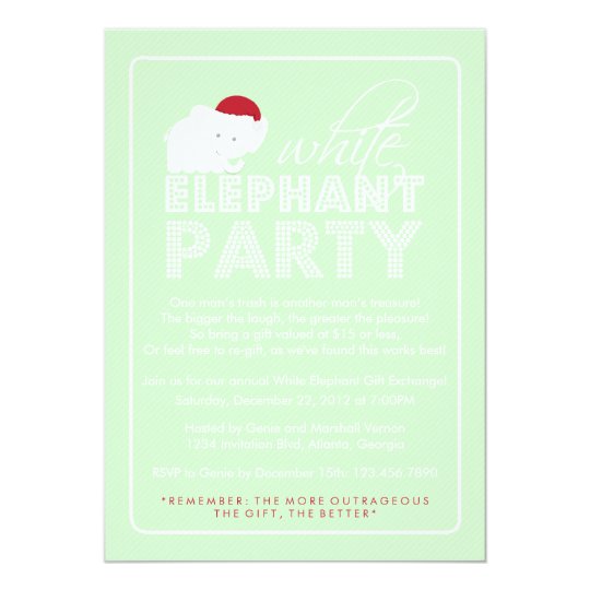 White Elephant Gift Exchange Holiday Party Card