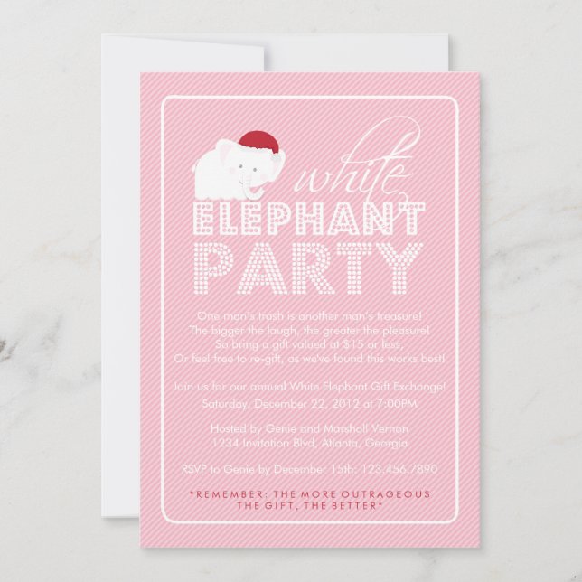 White Elephant Gift Exchange Holiday Party Invitation (Front)