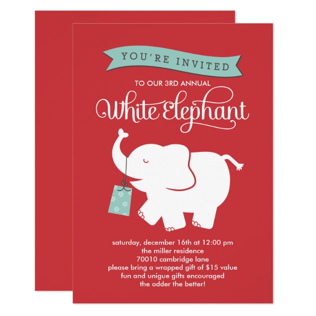 White Elephant Gift Exchange Holiday Party Invite