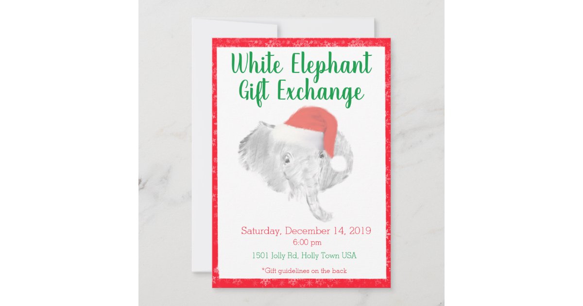 White Elephant Gift Exchange Invitation | Zazzle