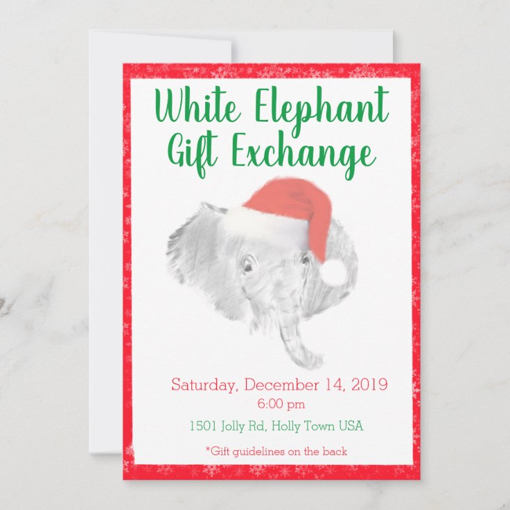 White Elephant Gift Exchange Invitation Zazzle