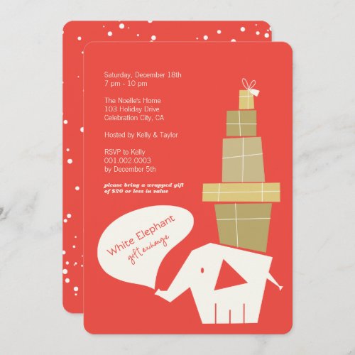 White Elephant Gift Exchange Modern Holiday Party Invitation