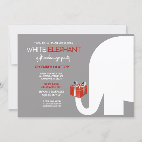 White Elephant Gift Exchange Party Invitation