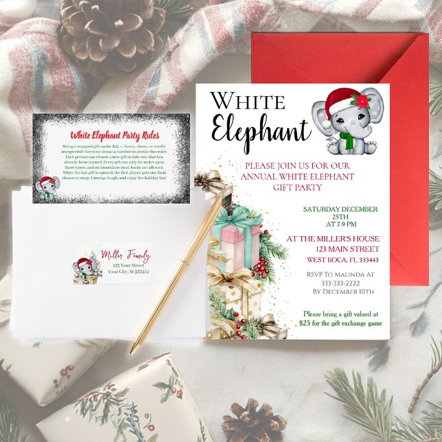 White Elephant Gift Exchange Party Invitation (Creator Uploaded)