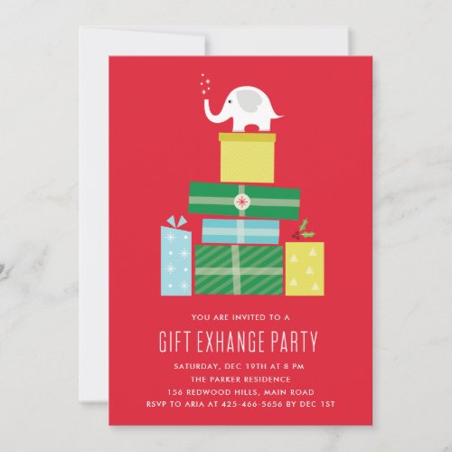 White elephant gift exchange Party Invite_Berry Invitation