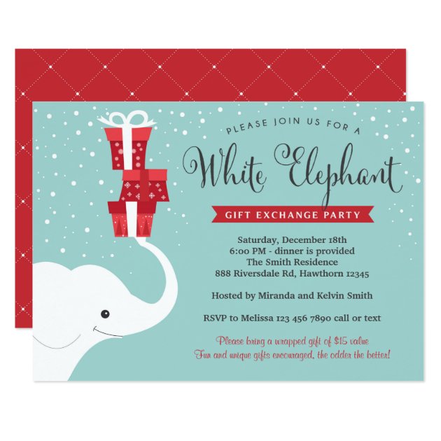 White Elephant Invitation, Christmas Party Invite