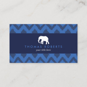 White Elephant Logo with Ikat Pattern Designer Business Card