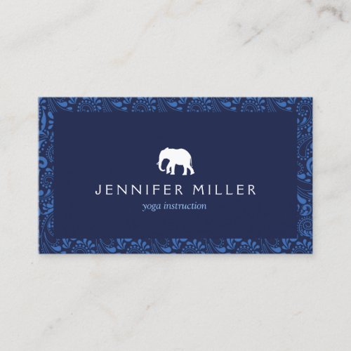 WHITE ELEPHANT LOGO with VINTAGE BLUE PATTERN Business Card Templates