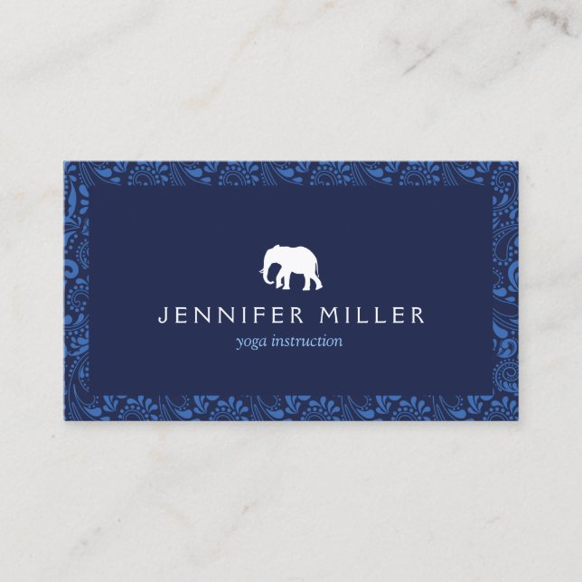 White Elephant Logo with Paisley Pattern Business Card (Front)