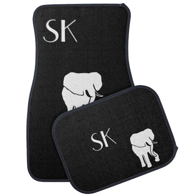 White Elephant Monogram Car Floor Mats (Set)