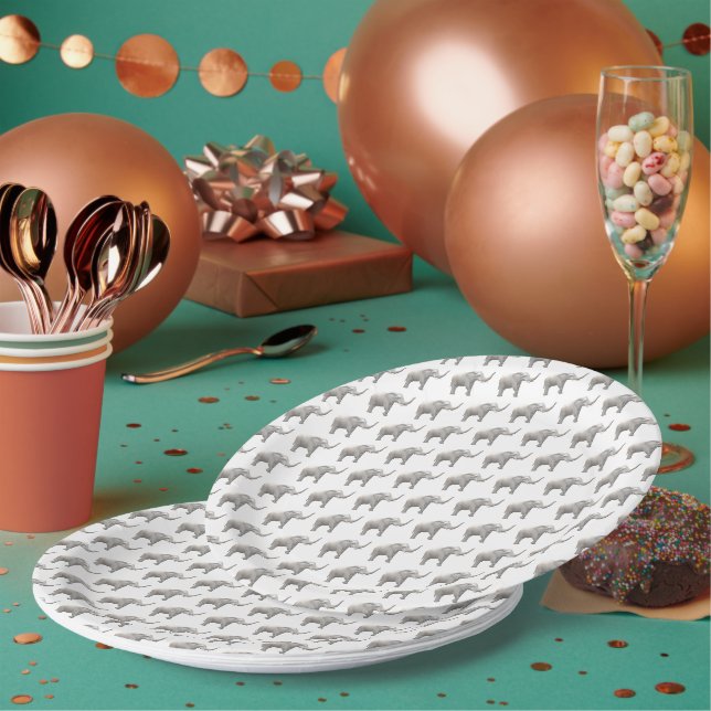 White Elephant  Paper Plates (Multi)