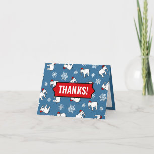 White Elephant Party Christmas (Blue) Thank You Card