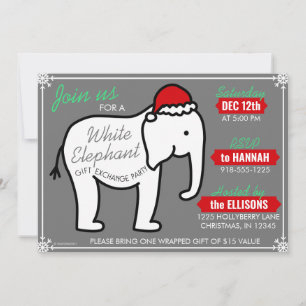 White Elephant Party Christmas (Gray) Invitation