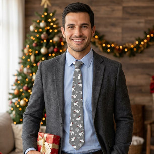 White Elephant Party Christmas (Gray) Neck Tie