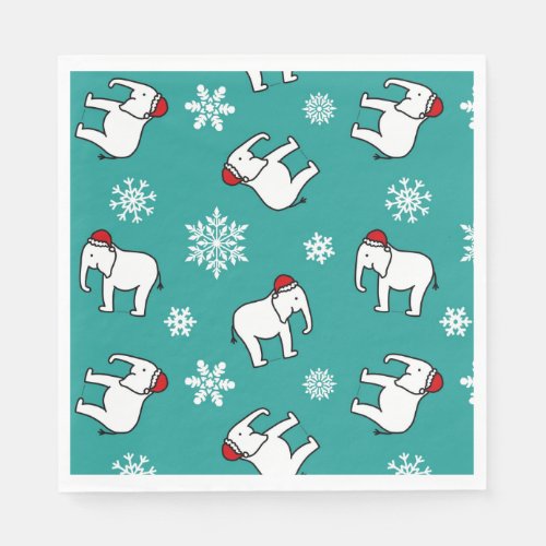 White Elephant Party Christmas (Teal) Paper Napkin