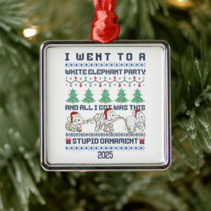 White Elephant Party Custom Gift Funny Metal Ornament