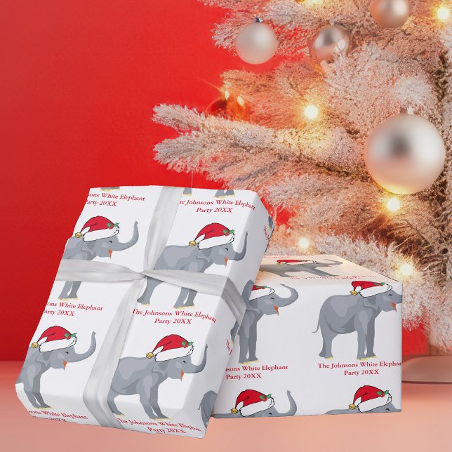 White Elephant Party Cute Personalized Christmas Wrapping Paper (Creator Uploaded)