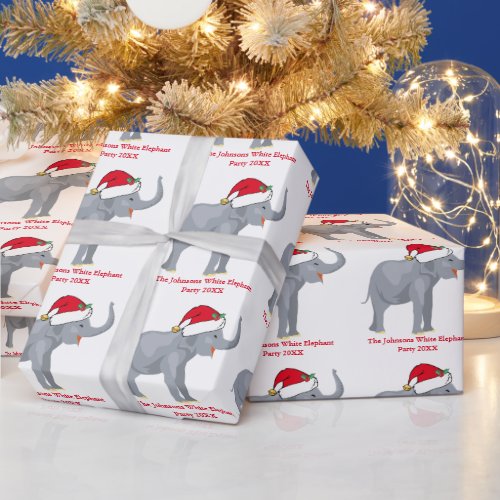 White Elephant Party Cute Personalized Christmas Wrapping Paper