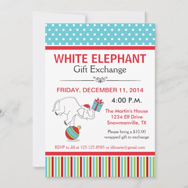 White Elephant Party Invitation (Front)