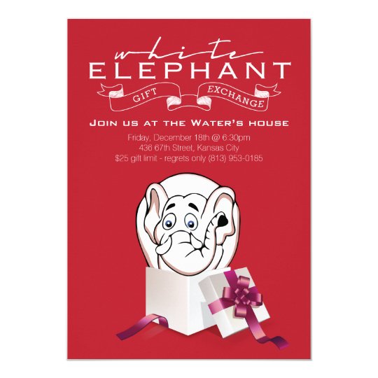 White Elephant Party Invitation Custom Colors