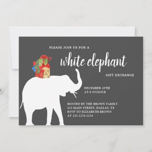White Elephant Party Invitation Gift Exchange Invitation
