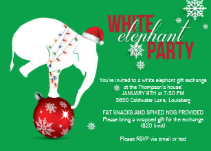 white elephant christmas invitations zazzle