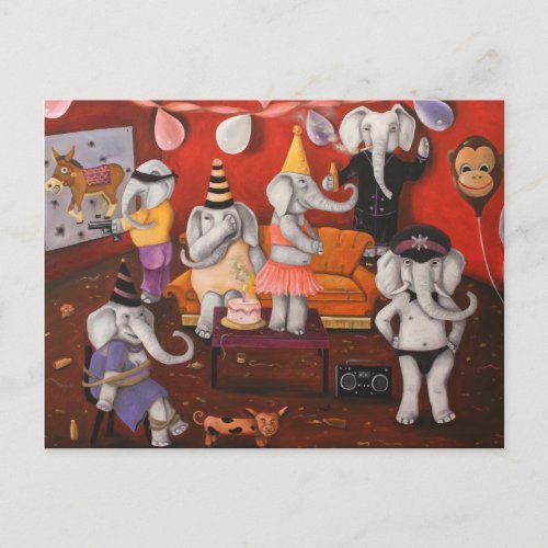White Elephant Party Invitation Postcard