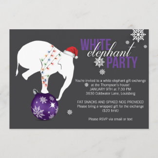 White Elephant Party Invitation | Purple/Gray