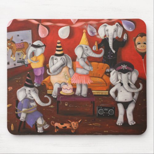 White Elephant Party Mouse Pad