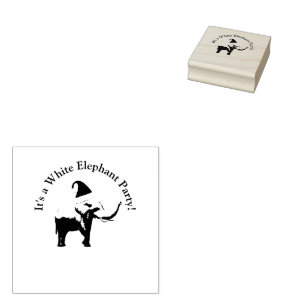 White Elephant Party Rubber Stamp