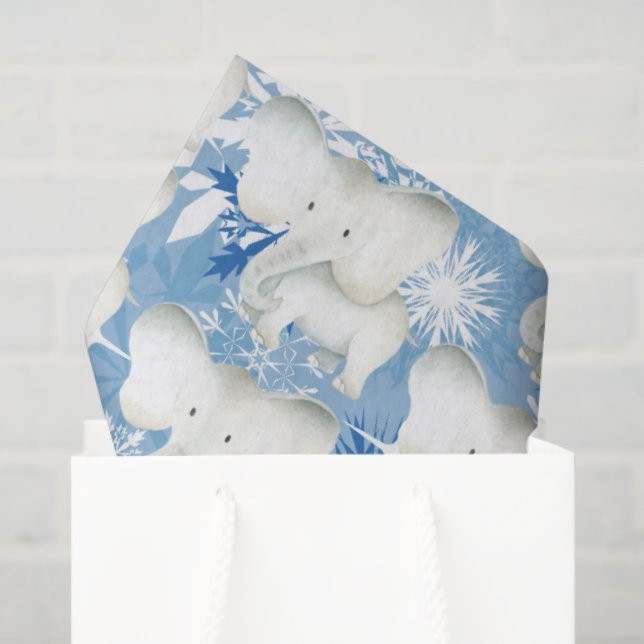 White elephant pattern snowflake party tissue paper (Gift Bag)