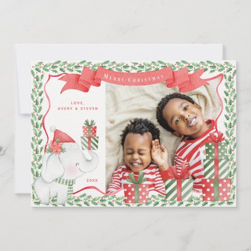 White Elephant Photo Christmas  Invitation