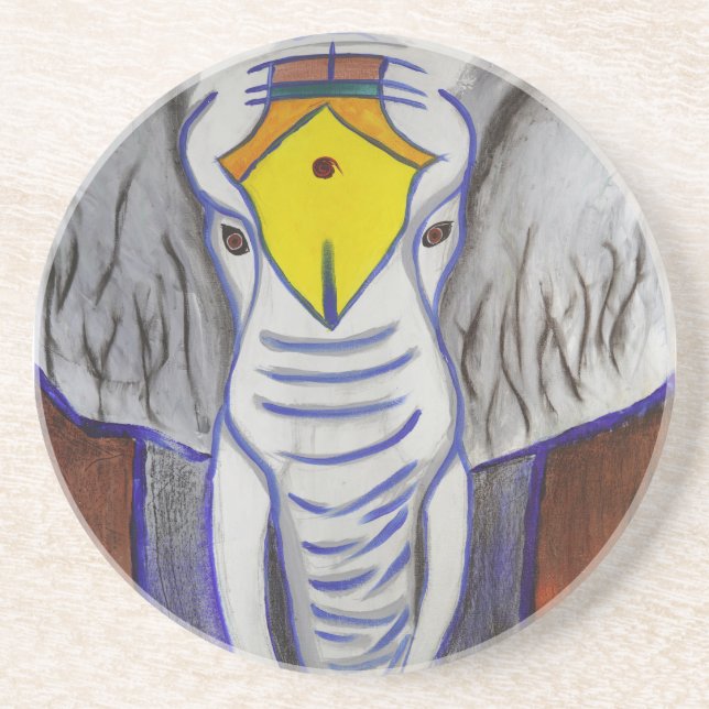 White Elephant Sandstone Coaster (Front)