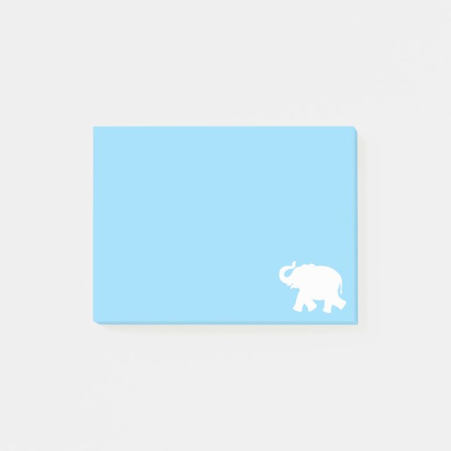White Elephant Silhouette on Light Blue Post-it Notes (Front)