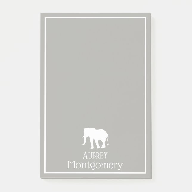 White Elephant Silhouette | Personalized Post-it Notes (Front)