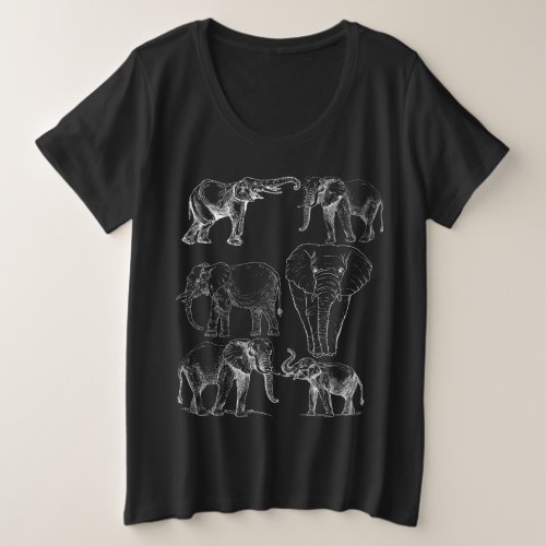 White Elephant Silhouette Plus Size T_Shirt