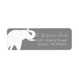 White Elephant Silhouette Return Address Label