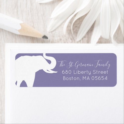 White Elephant Silhouette Return Address Purple Label