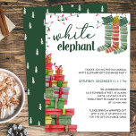 White Elephant Stockings and Presents Holiday Invitation<br><div class="desc">White Elephant gift exchange party with gift-wrapped presents, christmas stockings and string lights. The template is set up for you to customize with your own rules and instructions. Watercolor design with handwritten title and a festive color palette of red and green. Please browse my Gift Exchange Party collection for alternatives...</div>