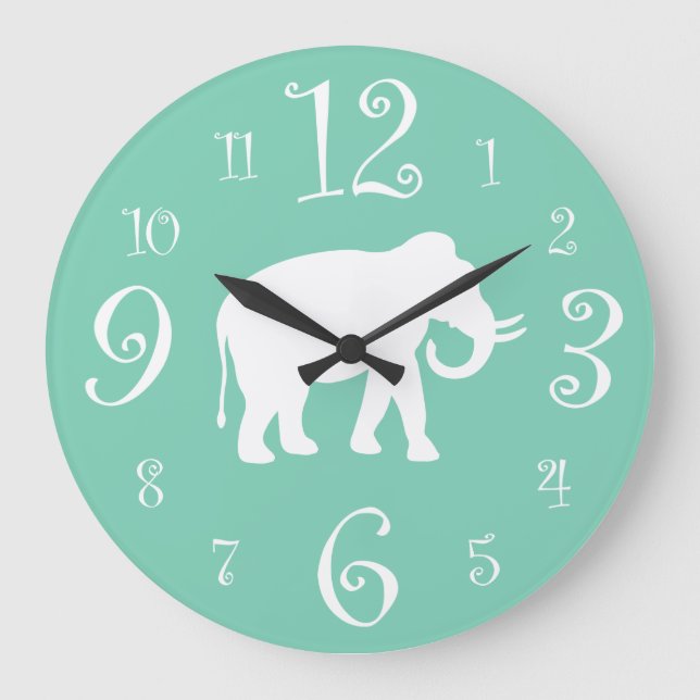 White Elephant Stylish Retro 1950s Kitchen Large Clock (Front)