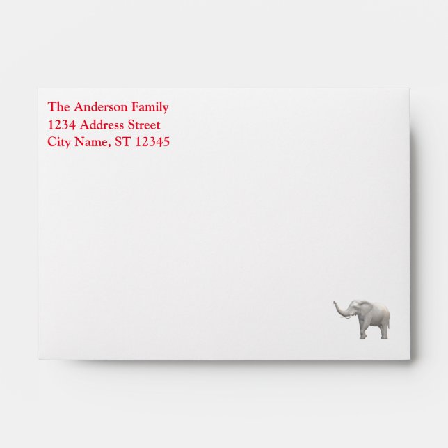 White Elephant Themed Envelope (Front)