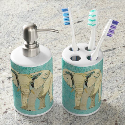 White Elephant Toothbrush Holder & Soap Dispenser (Front)