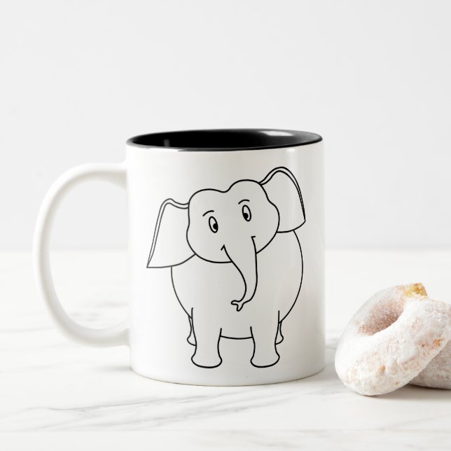 White Elephant. Two-Tone Coffee Mug (With Donut)